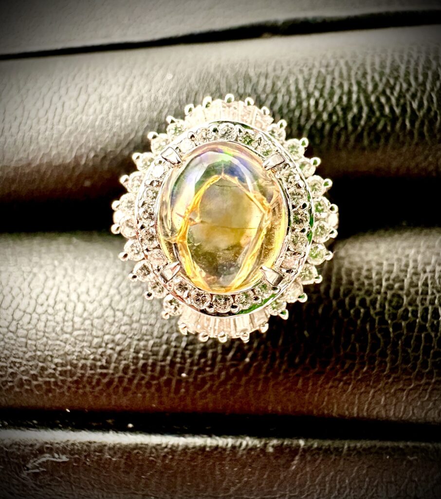 Pt900 メキシコオパールダイヤリング🌟 - 銀座屋 尼崎立花店